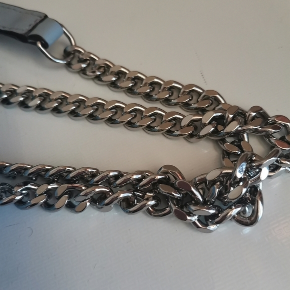 Michael Kors Light Blue Quilted Crinkle Chain Straps Satchel Bag - Picture 6 of 12